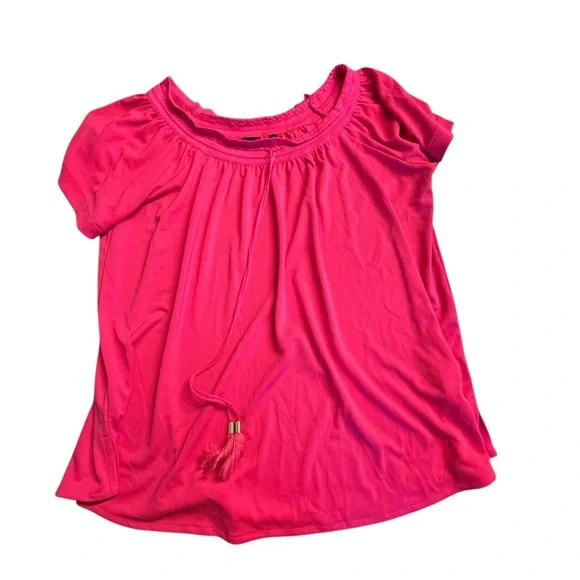 Rafaella short sleeve scoop neck jersey blouse Pink Peacock - Picture 2 of 5